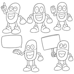 vector set of medicine capsule cartoon