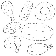 vector set of fried food