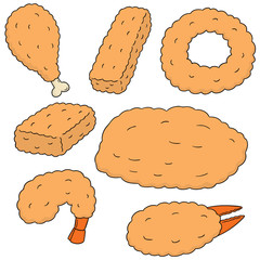 vector set of fried food