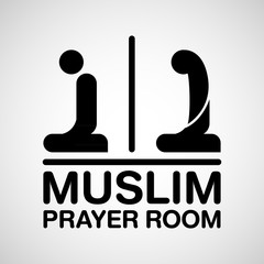 MUSLIM PRAYER ROOM sign vector illustrator