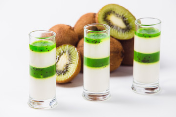 kiwi Panna Cotta on a white background