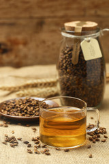 barley tea in glass cup