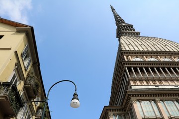 View to La Mole Antonelliana in Turin, Piedmont Italy