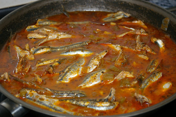 sardinas anchoas con salsa de tomate