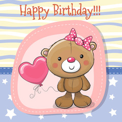 Cute Teddy bear girl with balloon