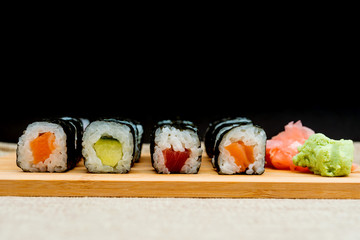 Japanese food Sushi Roll Maki of Salmon and avocado