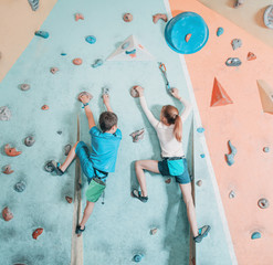 Two children climbing in gym. © Alex Photo