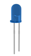 3D realistic render of blue glossy 3mm led diode. isolated on white background with clipping path.