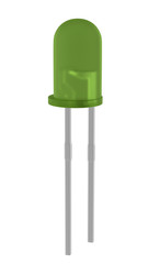 3D realistic render of green matte 3mm led diode. isolated on white background with clipping path.