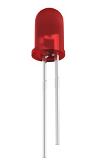 3D realistic render of red matte 3mm led diode. isolated on white background with clipping path.