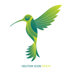 Silhouette of a hummingbird. Logo. Vector. A flat icon. Vector illustration. A kind of bird with a side.
