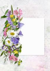 Greeting card with space for text and flowers