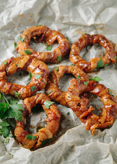 Bacon wrapped onion rings 