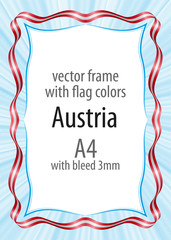 Frame and border of ribbon with the colors of the Austria flag