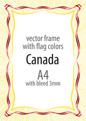 Frame and border of ribbon with the colors of the Canada flag