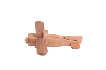 Wooden plane on white background.