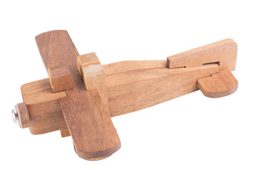 Wooden plane on white background.