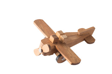 Wooden plane on white background.