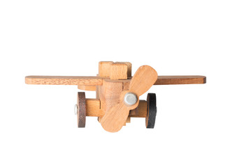 Wooden plane on white background.