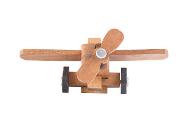 Wooden plane on white background.