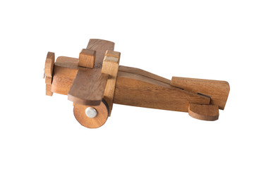 Wooden plane on white background.