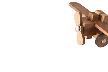 Wooden plane on white background.