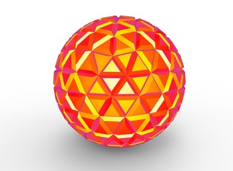 3d illustration of abstract geometry ball. white background isolated. icon for game web.