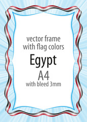 Frame and border of ribbon with the colors of the Egypt flag