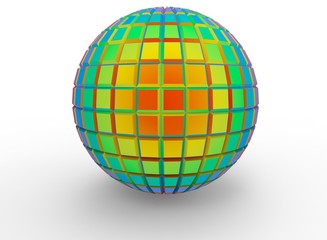 3d illustration of abstract geometry ball. white background isolated. icon for game web.