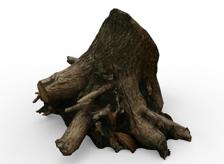3d illustration of Stump. white background isolated. icon for game web.