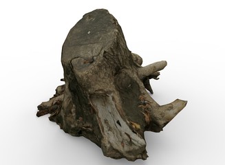 3d illustration of Stump. white background isolated. icon for game web.