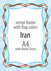 Frame and border of ribbon with the colors of the Iran flag