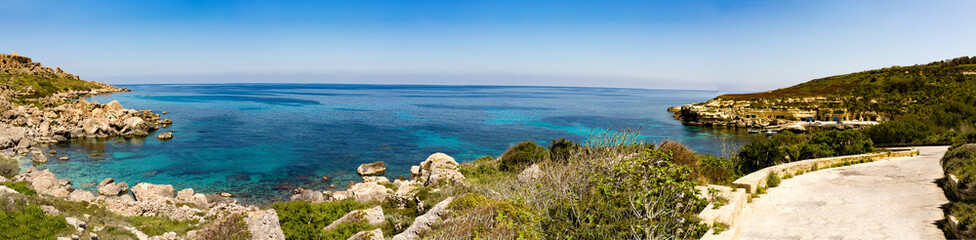 Panorama of the rocky sea shore