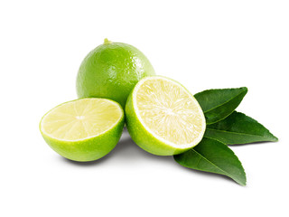Isolated fresh lime or green lemon with clipping path.
