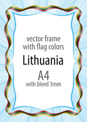 Fototapeta premium Frame and border of ribbon with the colors of the Lithuania flag