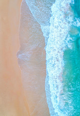 Sea aerial view,Top view,amazing nature background.The color of the water and beautifully bright.Azure beach with rocky mountains and clear water of Thailand ocean at sunny day.