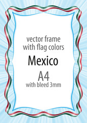 Frame and border of ribbon with the colors of the Mexico flag