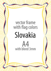 Naklejka premium Frame and border of ribbon with the colors of the Slovakia flag