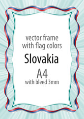 Fototapeta premium Frame and border of ribbon with the colors of the Slovakia flag