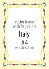 Frame and border of ribbon with the colors of the Italy flag