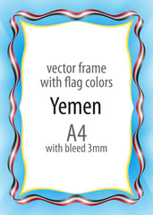 Frame and border of ribbon with the colors of the Yemen flag