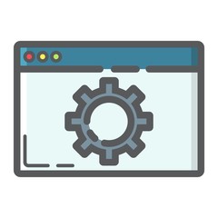 Web optimization filled outline icon, seo and development, browser sign vector graphics, a colorful line pattern on a white background, eps 10.