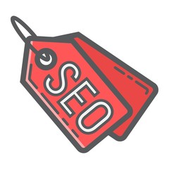 Seo tags filled outline icon, seo and development, sign vector graphics, a colorful line pattern on a white background, eps 10.