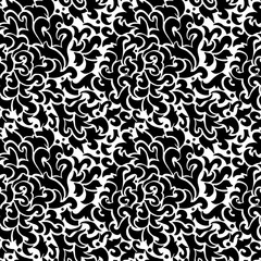 Black and white seamless pattern. Vector curls illustration. Monochrome background.
