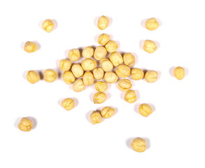Chickpeas isolated on white background, top view