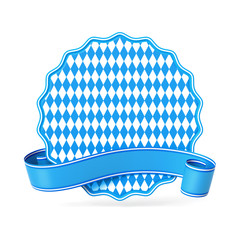 Blue bavarian ribbon banner with seal silhouette card - diamond pattern