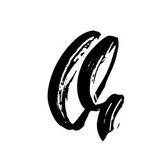 Letter Q. Handwritten by dry brush. Rough strokes font. Vector illustration. Grunge style alphabet