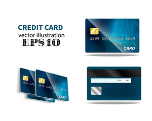 blue credit card Front and back view 