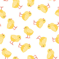 Seamless  pattern of little chickens