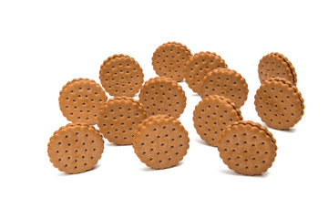 Filled cream cookies isolated